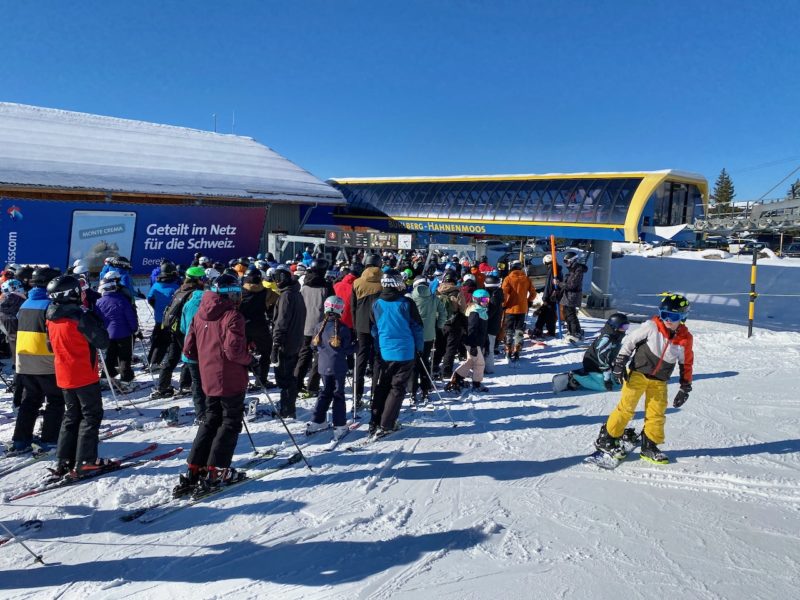 Holiday crowds in Adelboden, Switzerland. NEW